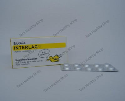 Interlac Strawberry – 30 Tablet Kunyah (Probiotik Pencernaan)